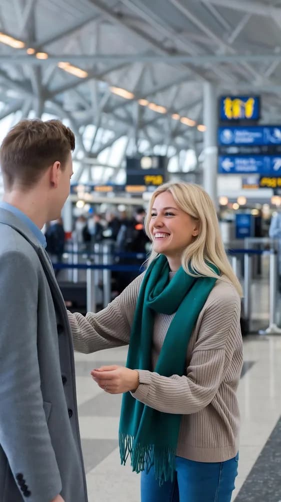 A representative meeting an arriving traveler in the terminal