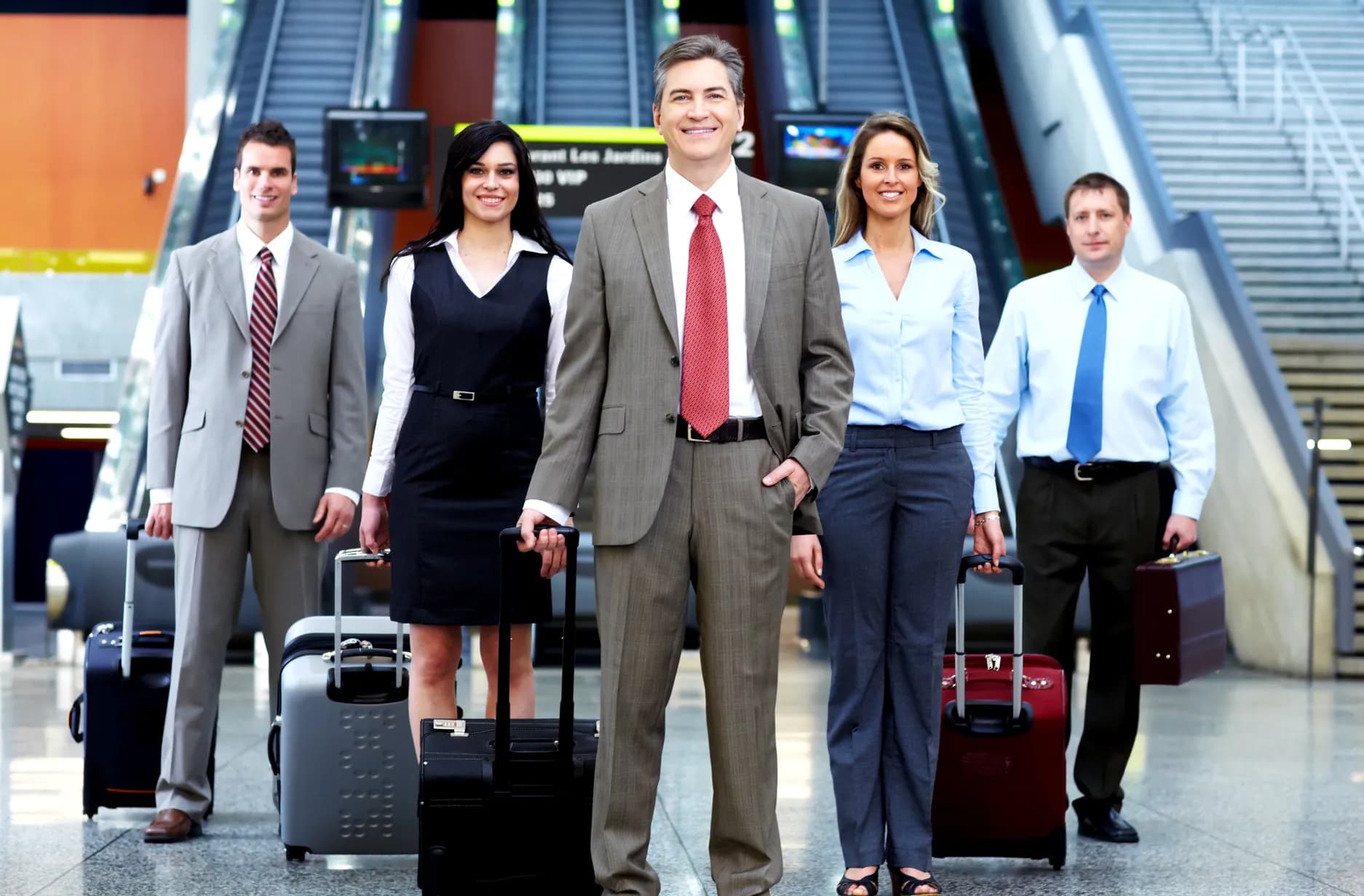 A group of travelers being welcomed at the airport